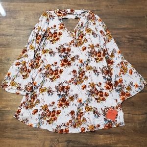 Mossimo S Blue Floral Bohemian Baby Doll Dress